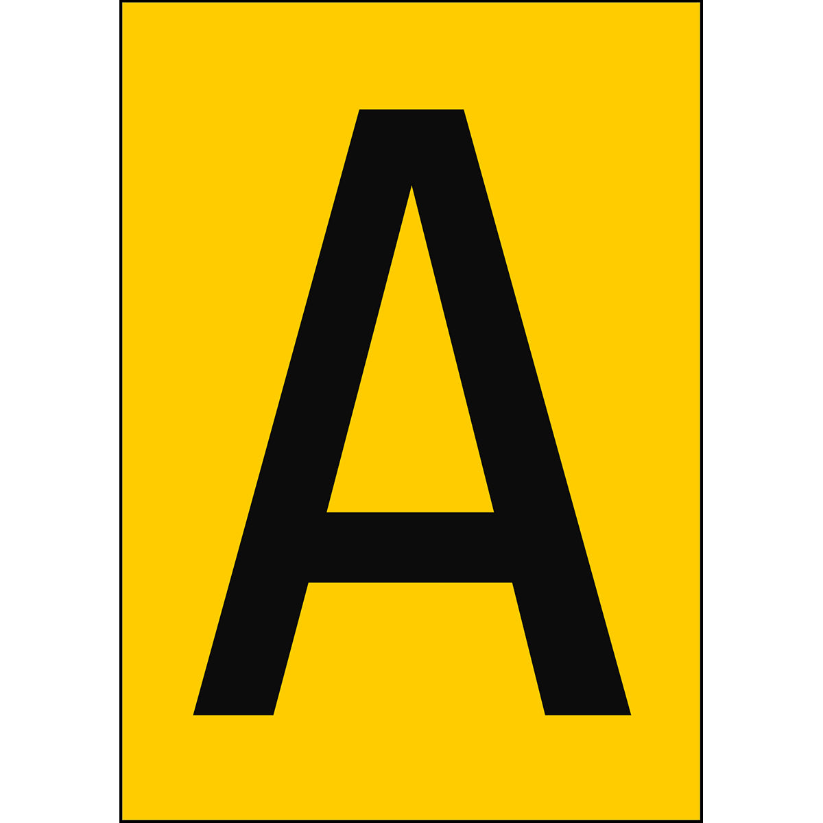 Chiffres et lettres A4 - Jaune/Noir - A - B-7527 (Polypropylène)