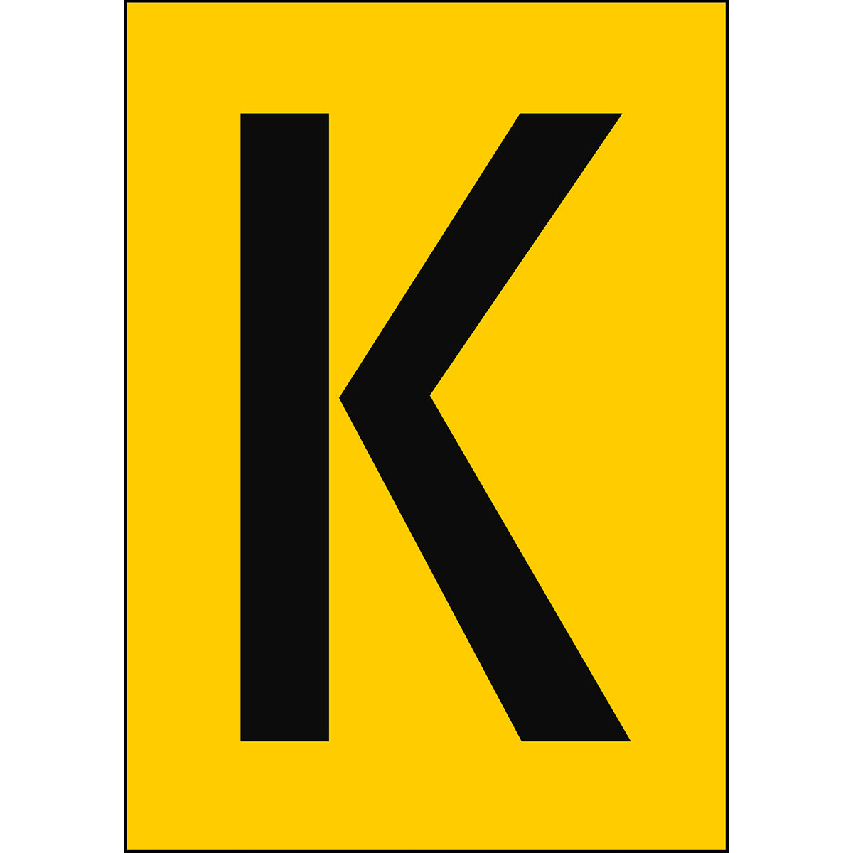 Chiffres et lettres A4 - Jaune/Noir - K - B-7527 (Polypropylène)