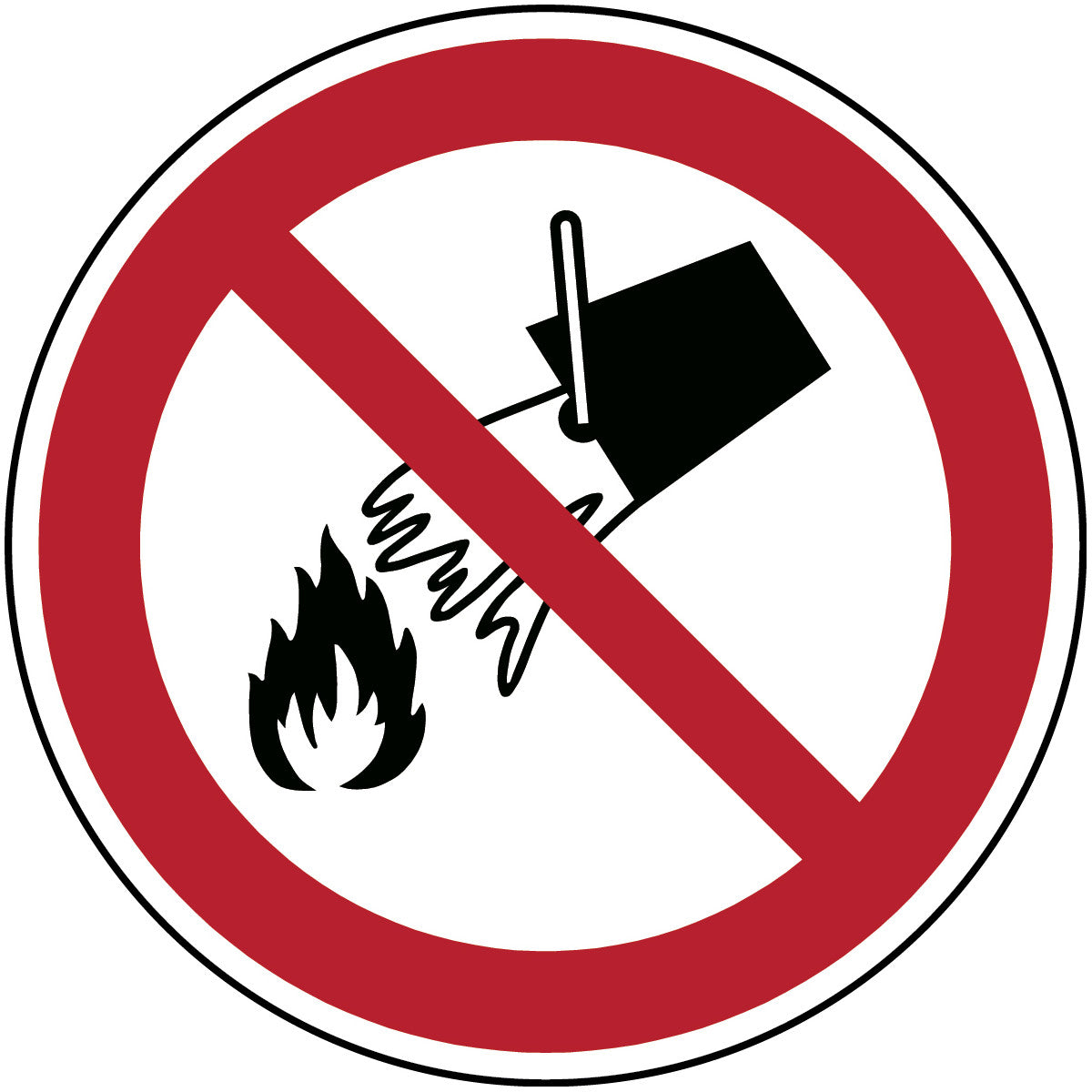 ISO safety sign - Extinguishing with water prohibited