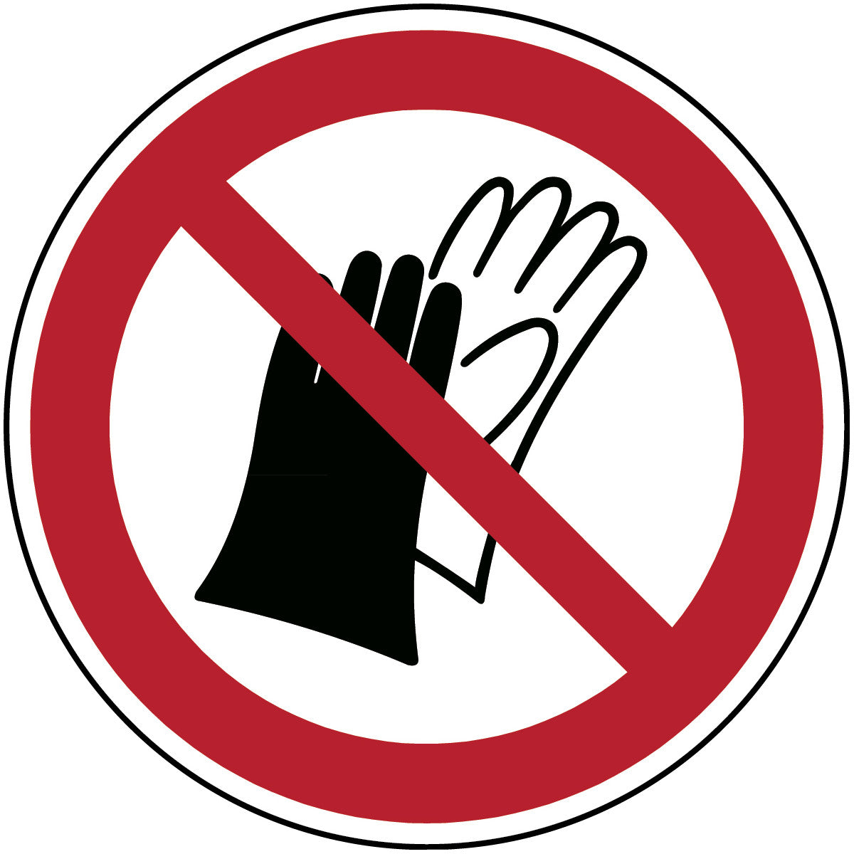 ISO safety sign - Wearing protective gloves is prohibited