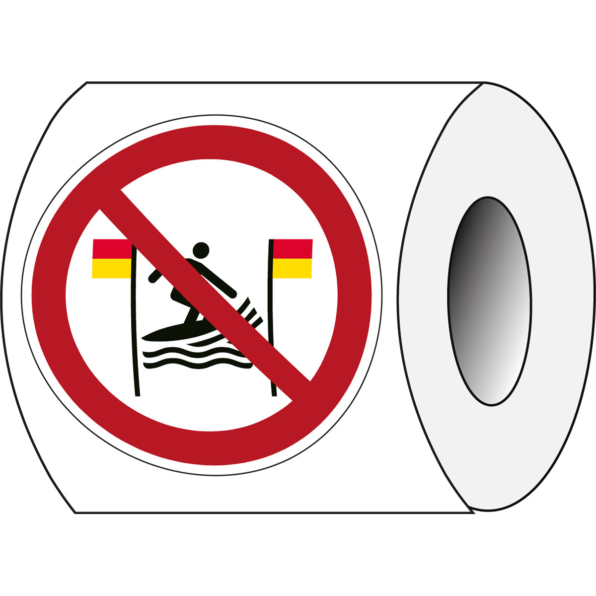 ISO Sicherheitskennzeichnung - Surfen zwischen den roten und gelben Fahnen verboten