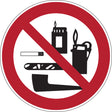 Verbotsschilder - Mitnahme von Tabakwaren, Feuerzeugen und Streichhölzern verboten