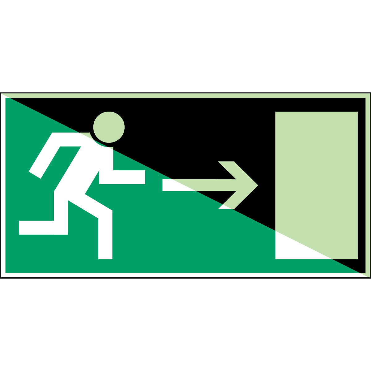 Langnachleuchtende Sicherheitskennzeichnung - Rettungsweg nach rechts