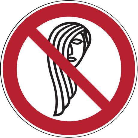 Verbotsschilder - Bedienung mit langen Haaren verboten