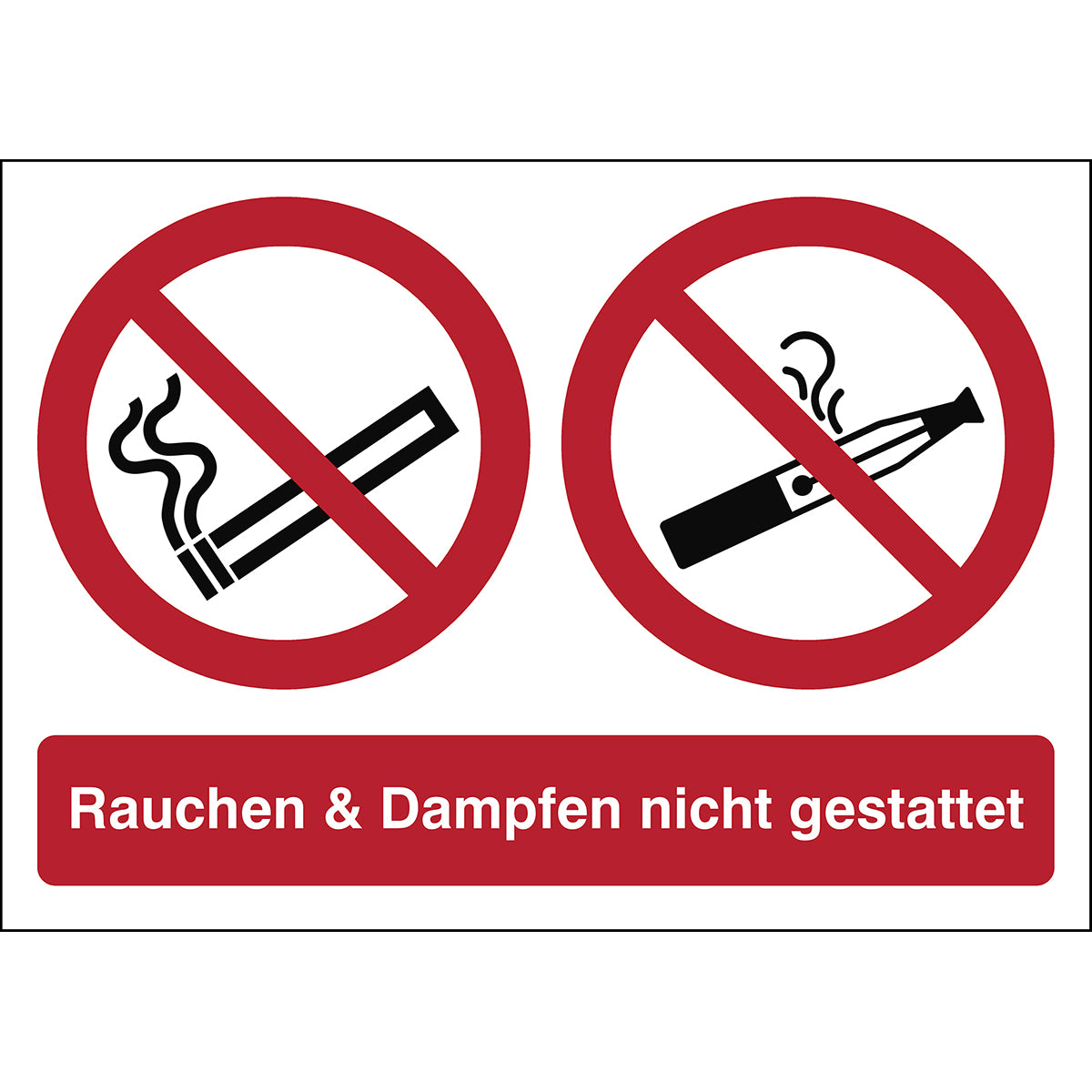 Verbotsschild – Rauchen nicht gestattet, einschließlich E-Zigaretten