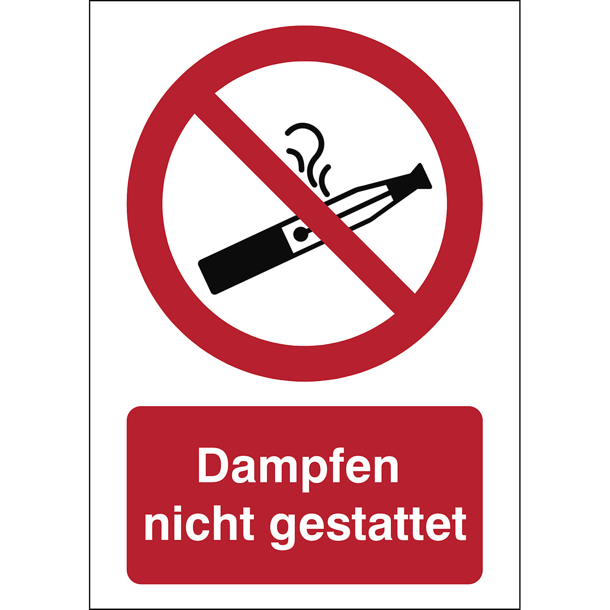 Verbotsschild – Dampfen von E-Zigaretten nicht gestattet