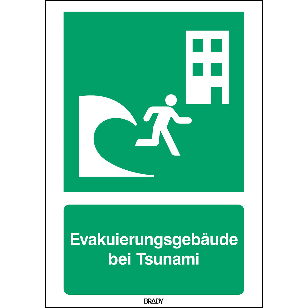 ISO-Sicherheitsschild – Evakuierungsgebäude bei Tsunami