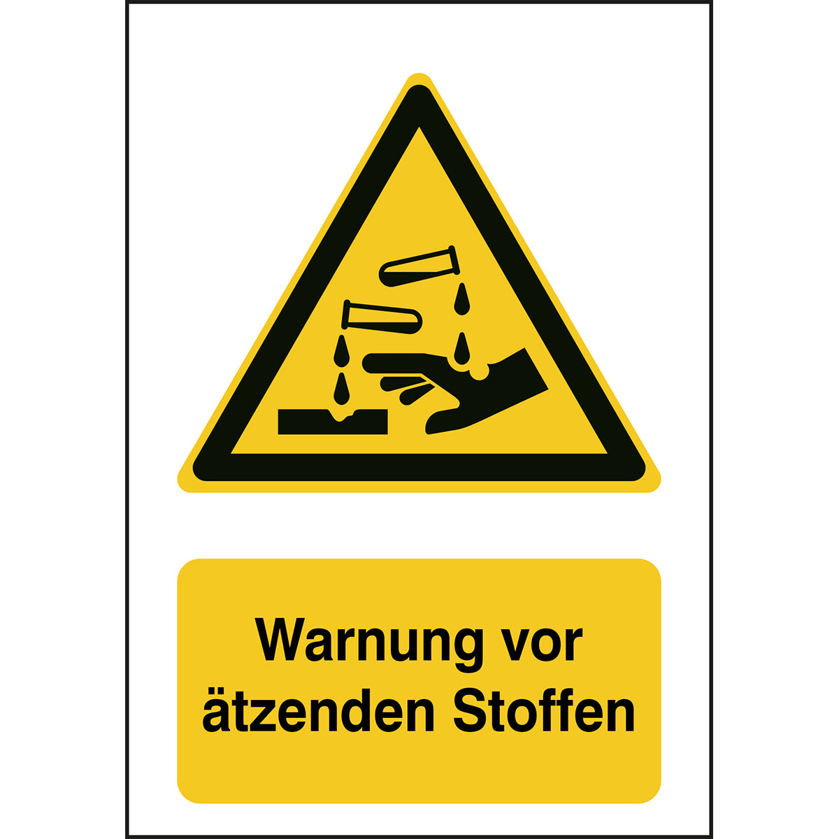 ISO Sicherheitskennzeichnung - Warnung vor ätzenden Stoffen