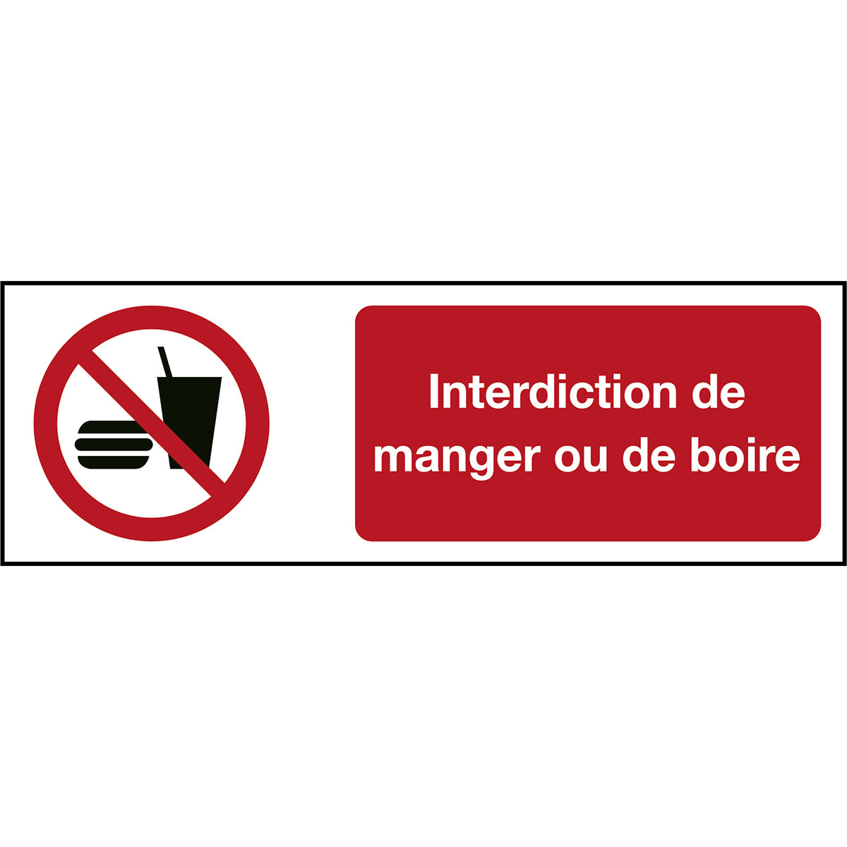 Signaling ISO 7010 - Interdiction de manger ou de boire (product francophone)