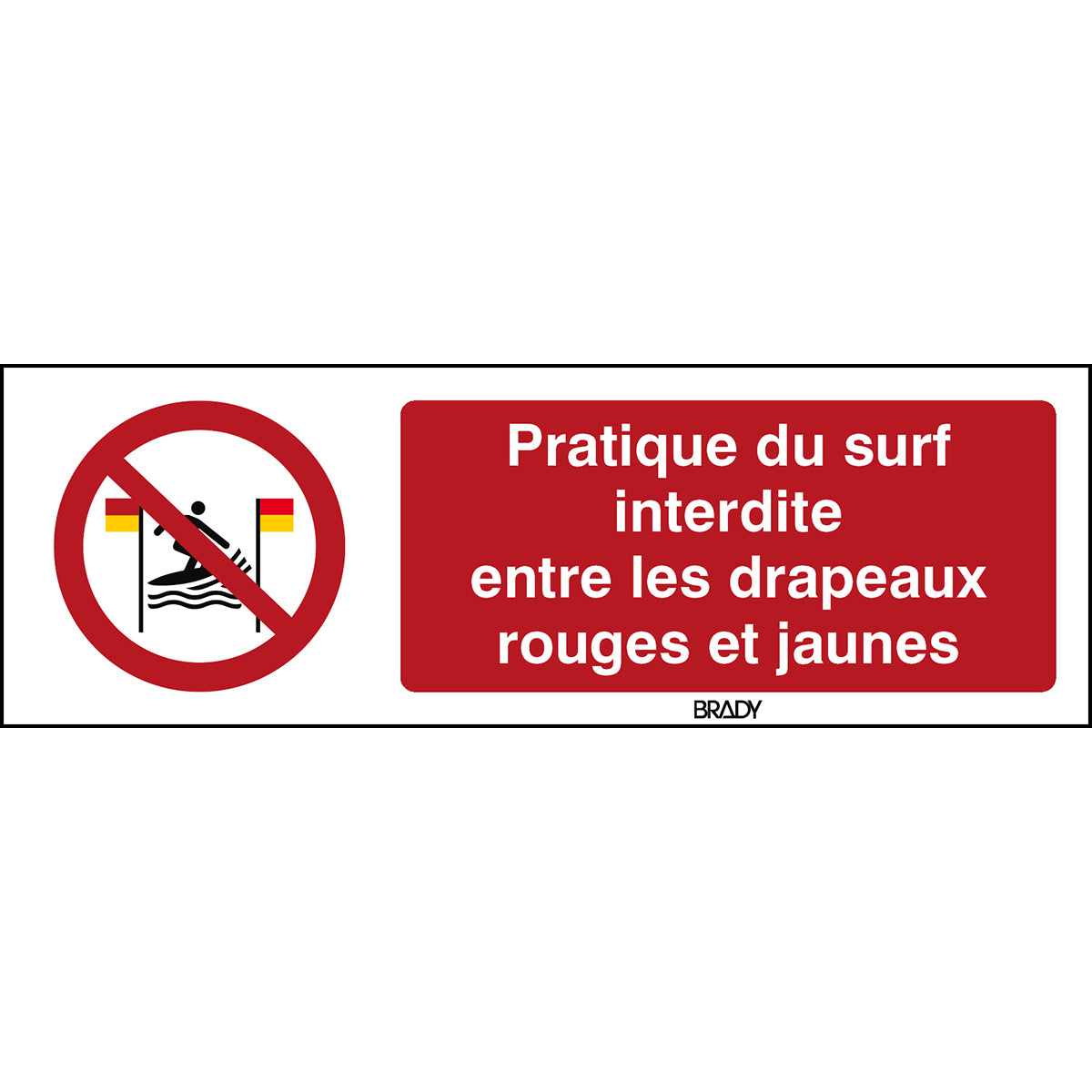 ISO Sicherheitskennzeichnung - Surfen zwischen den roten und gelben Fahnen verboten