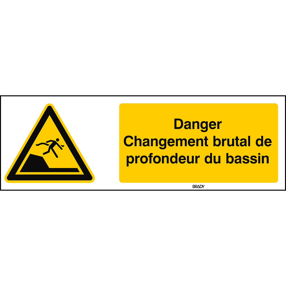 ISO Sicherheitskennzeichnung - Warnung Plötzlicher Tiefe in Schwimm- oder Wasserbecken