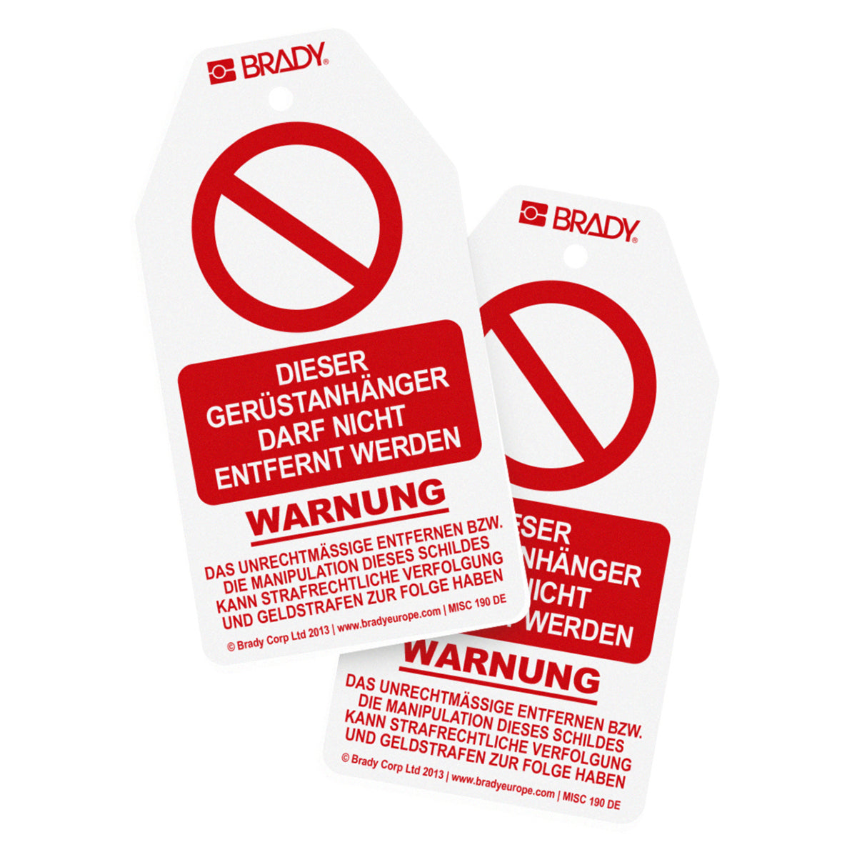 Anhänger für Warnhinweise für Baugerüsthalter