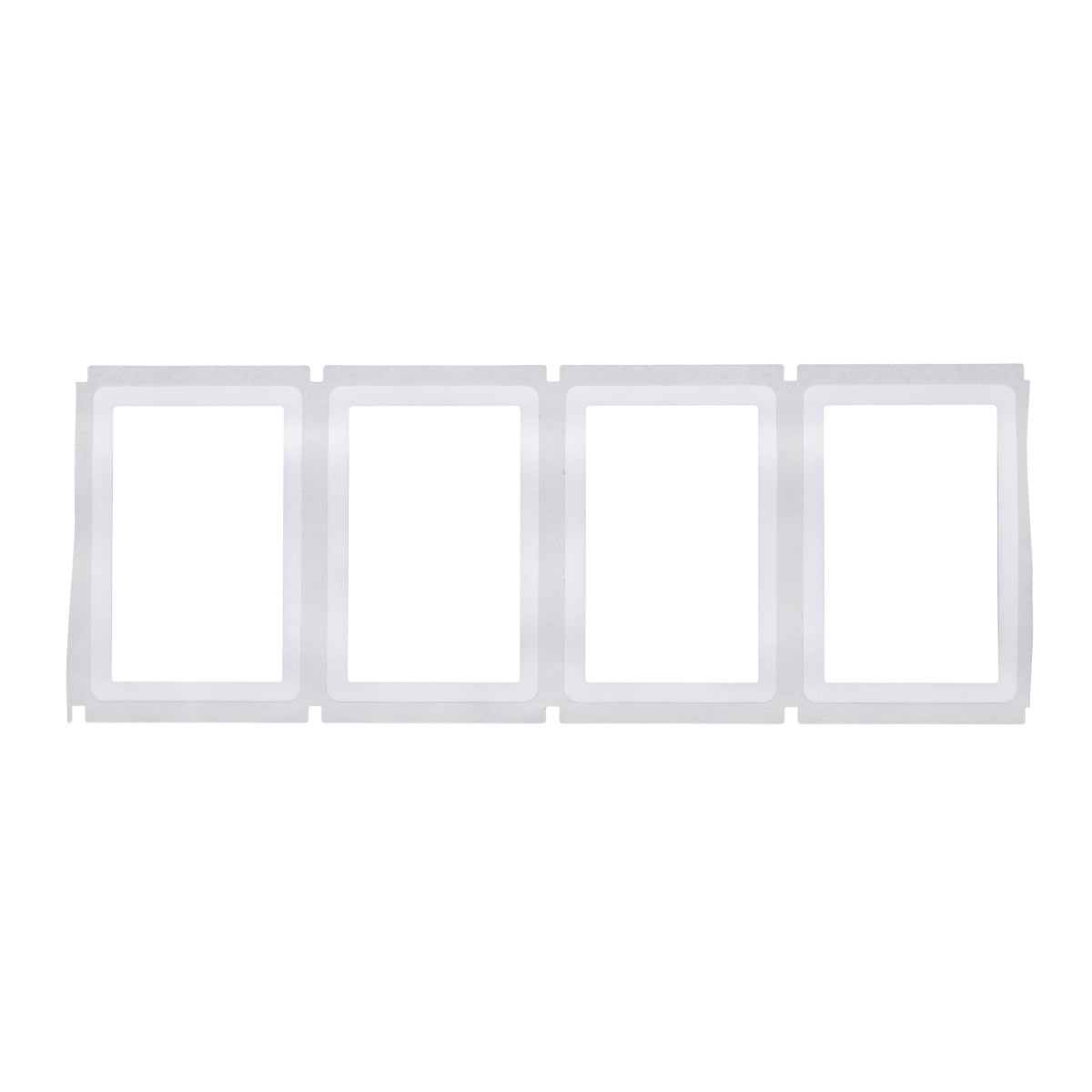 Ein transparentes Polyesteretikett mit einem weißen Kleberand