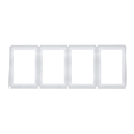 Ein transparentes Polyesteretikett mit einem weißen Kleberand