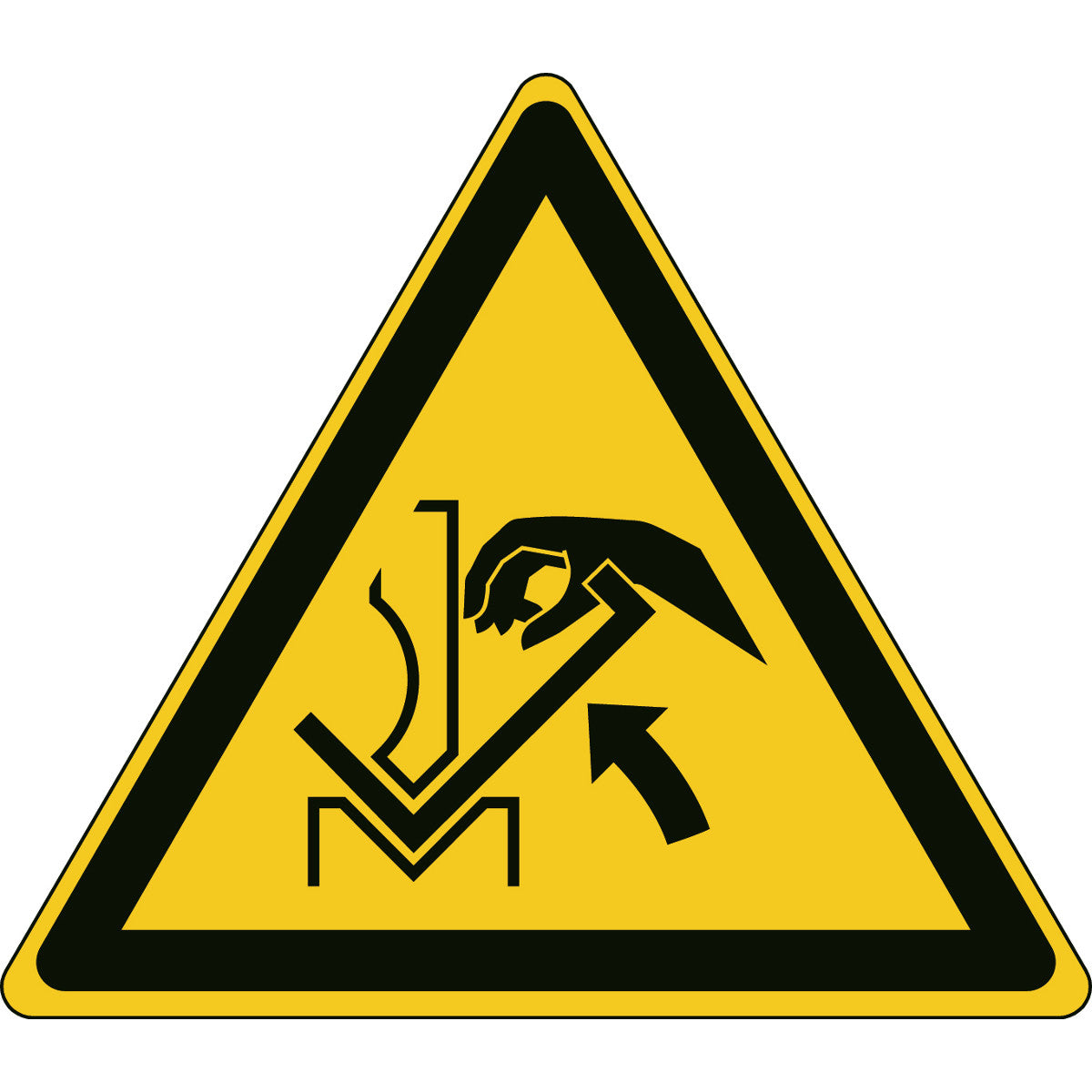 ISO safety sign - Warning of danger of crushing the hand between press brake and material