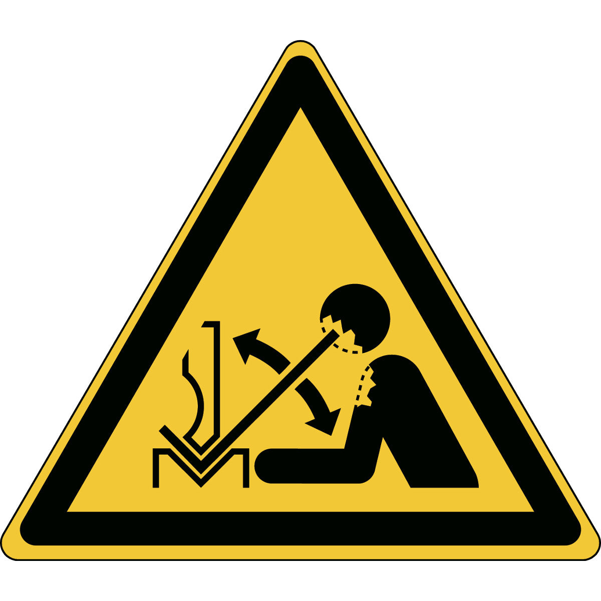 ISO safety sign - Warning of fast-moving workpiece in the press brake