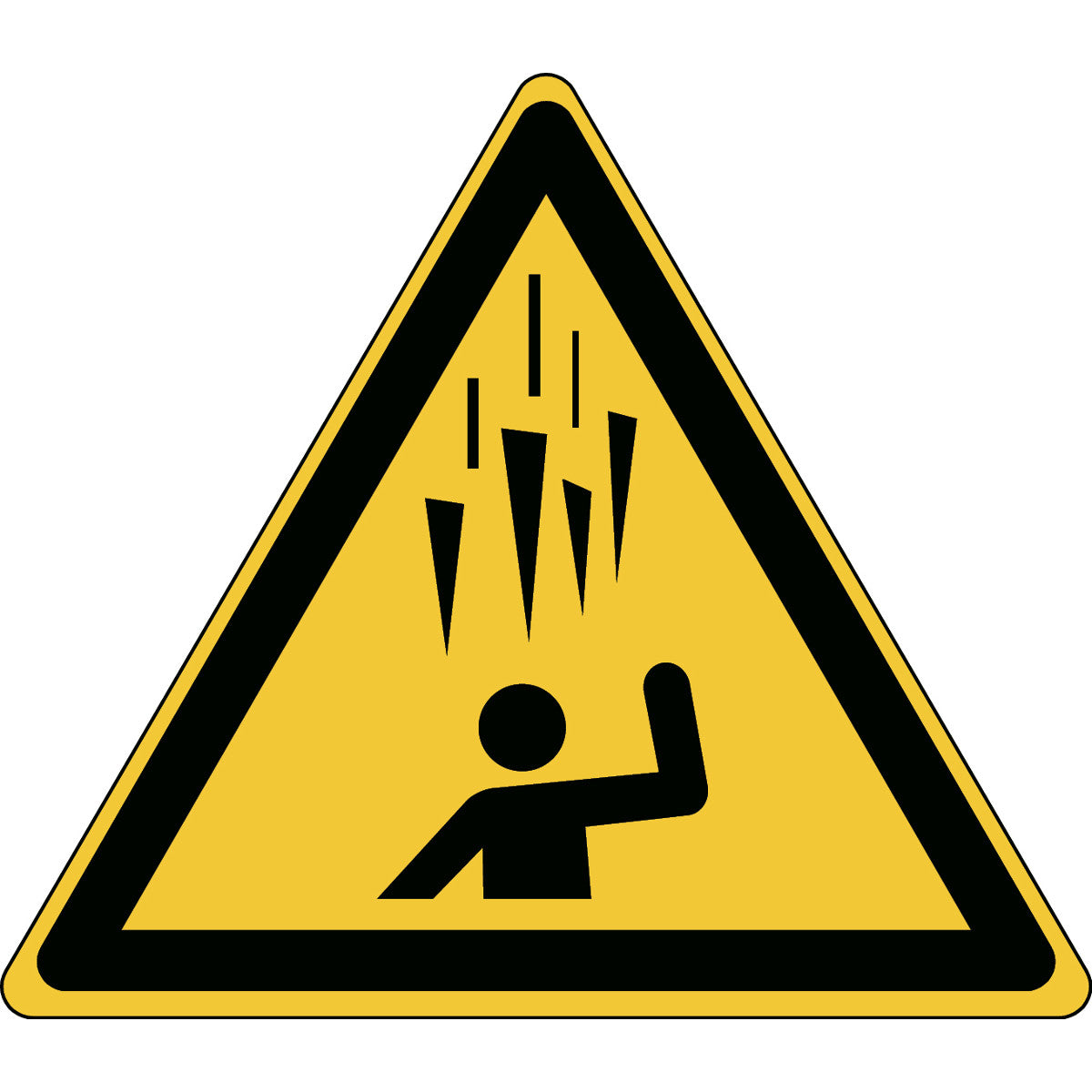 Warnung; Herabfallende Eisbrocken – Sicherheitsschild – ISO 7010