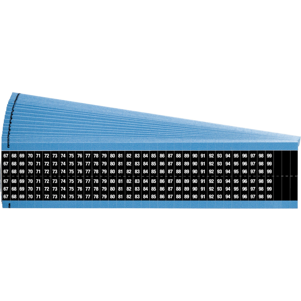 Kabelkennzeichnungskarten - fortlaufende Zahlen auf farbigem Hintergrund