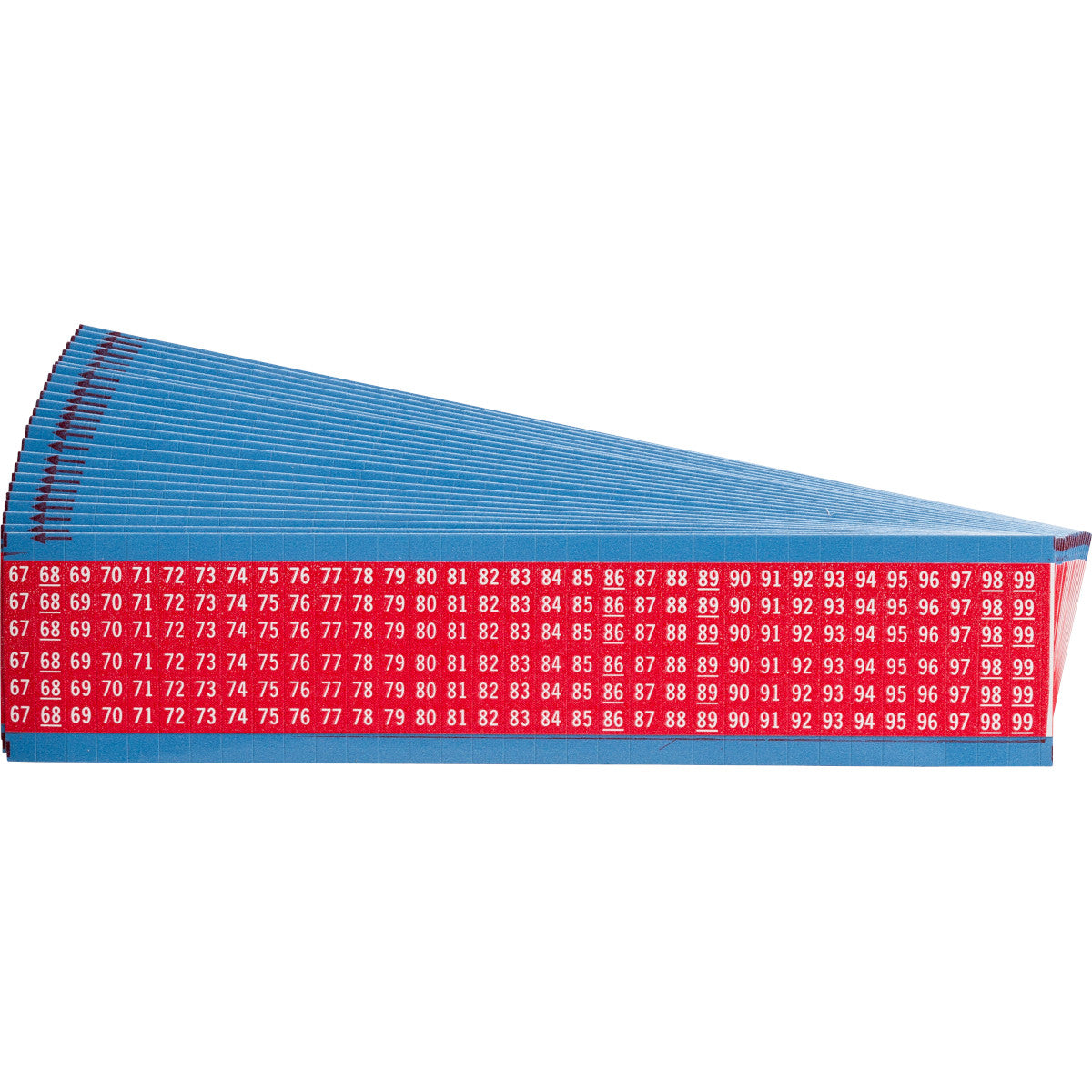 Kabelkennzeichnungskarten - fortlaufende Zahlen auf farbigem Hintergrund