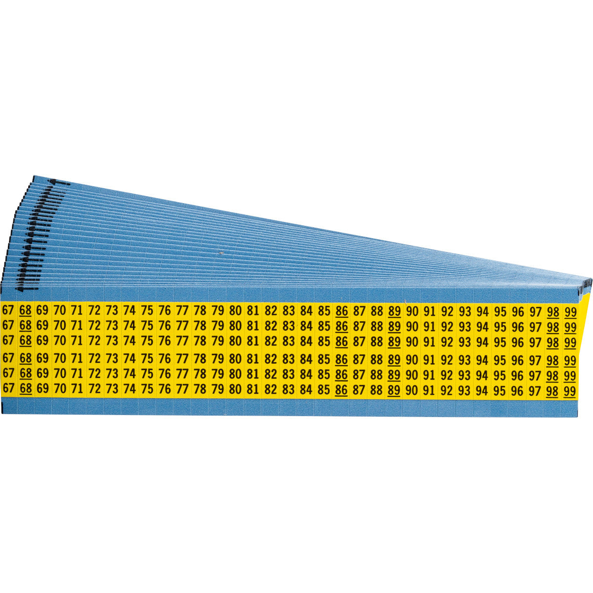 Kabelkennzeichnungskarten - fortlaufende Zahlen auf farbigem Hintergrund