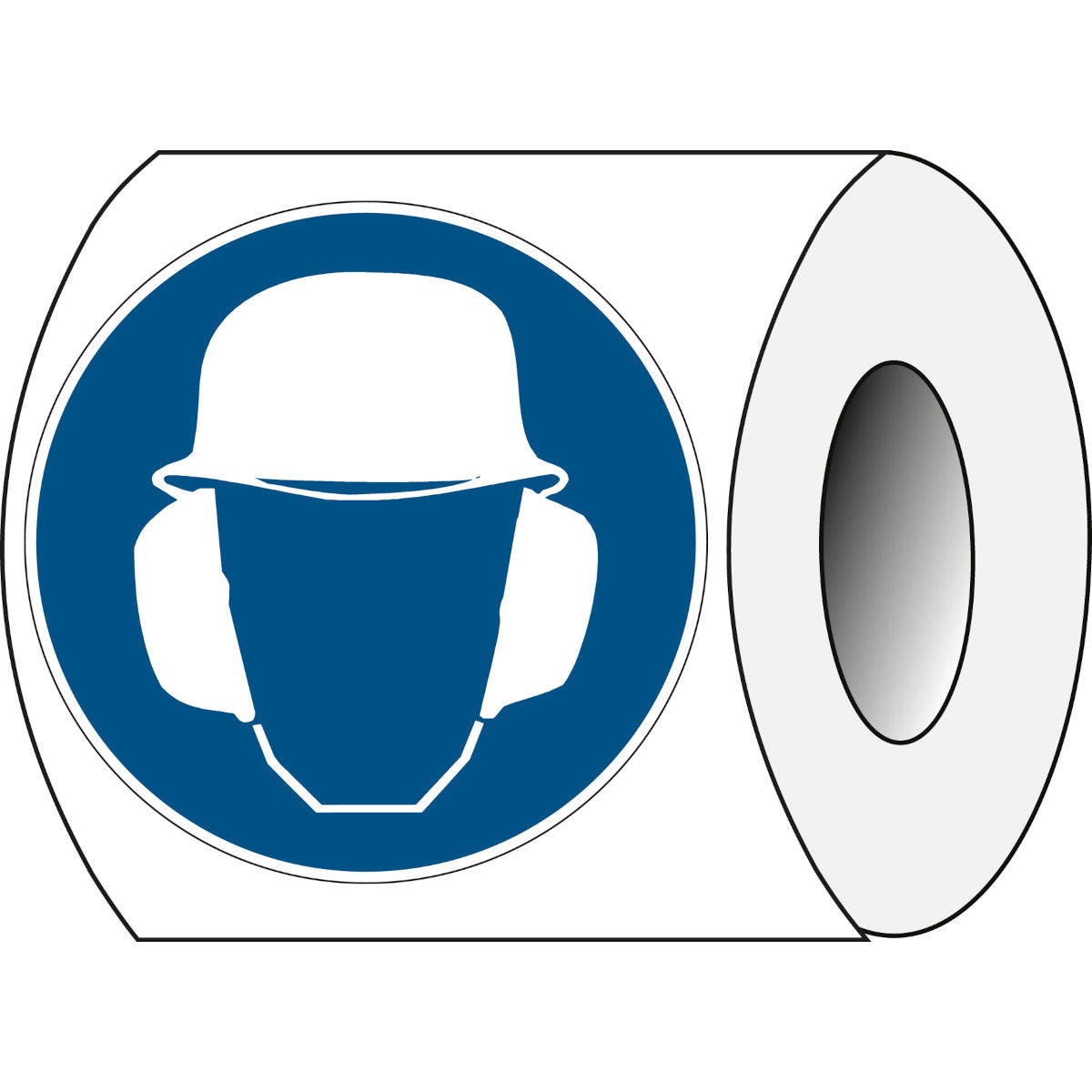 Sicherheitsetiketten auf Rolle - Kopf- und Gehörschutz benutzen