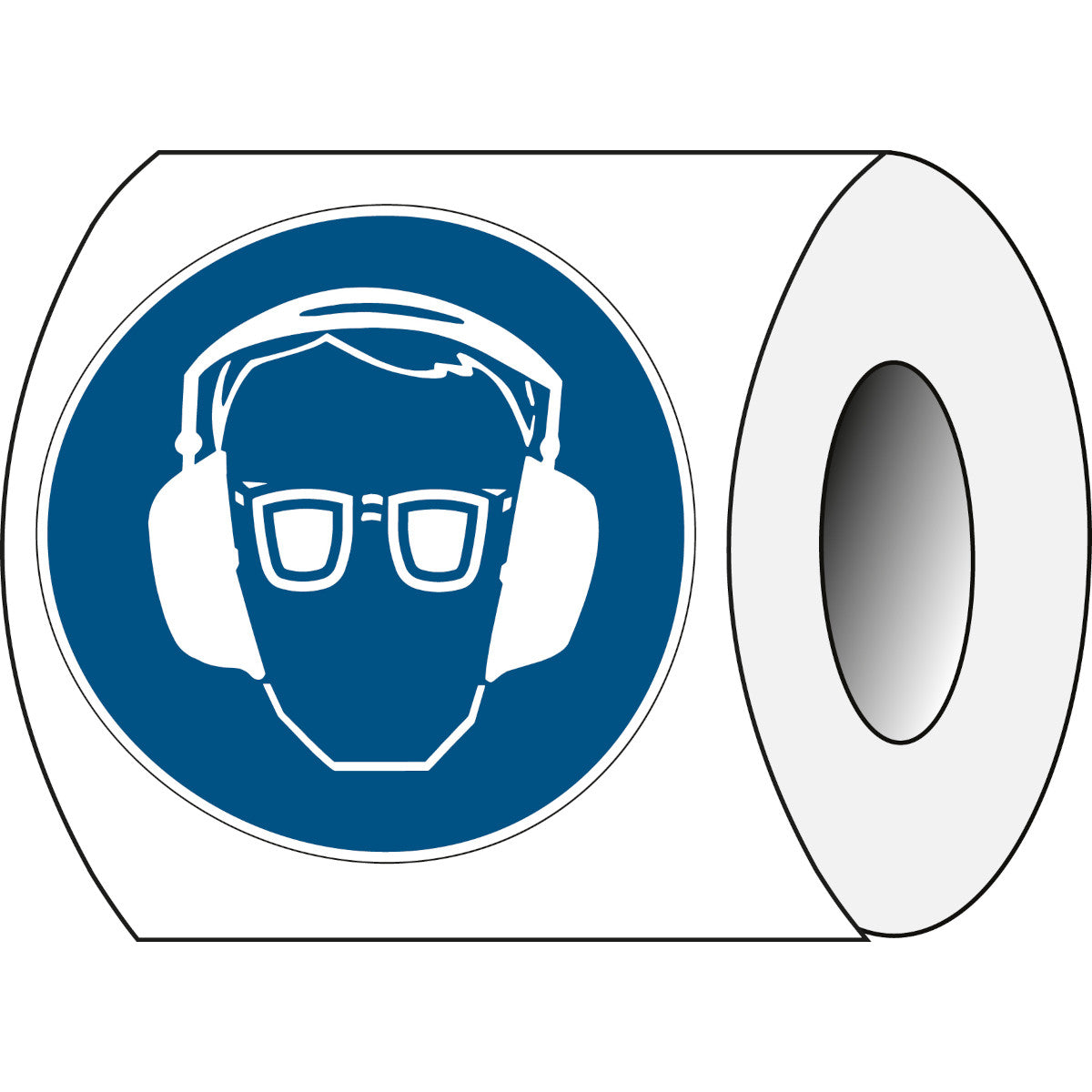 Sicherheitsetiketten auf Rolle - Augen- und Gehörschutz benutzen