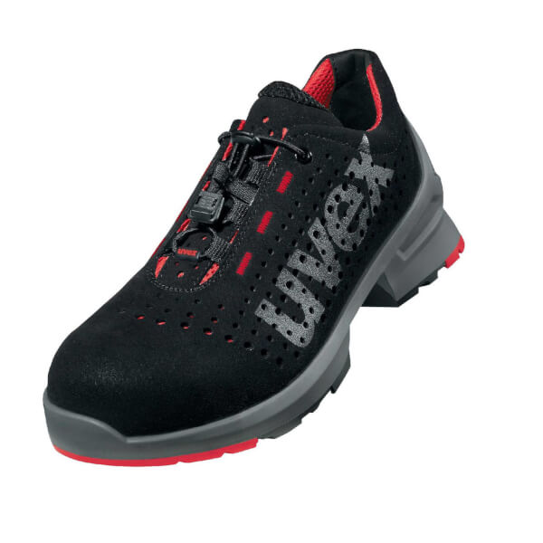 uvex 1 gelochter Sicherheitshalbschuh 85468 S1 SRC rot schwarz
