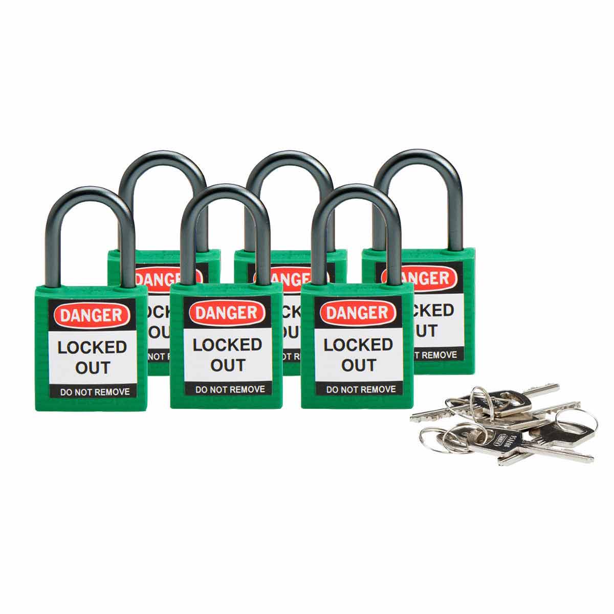 Kompakte Brady Sicherheitsschlösser mit einem Bügel von 25 mm - Keyed Different