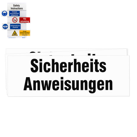 Sicherheits-Einschubschilder – Titel mit SICHERHEITSANWEISUNGEN
