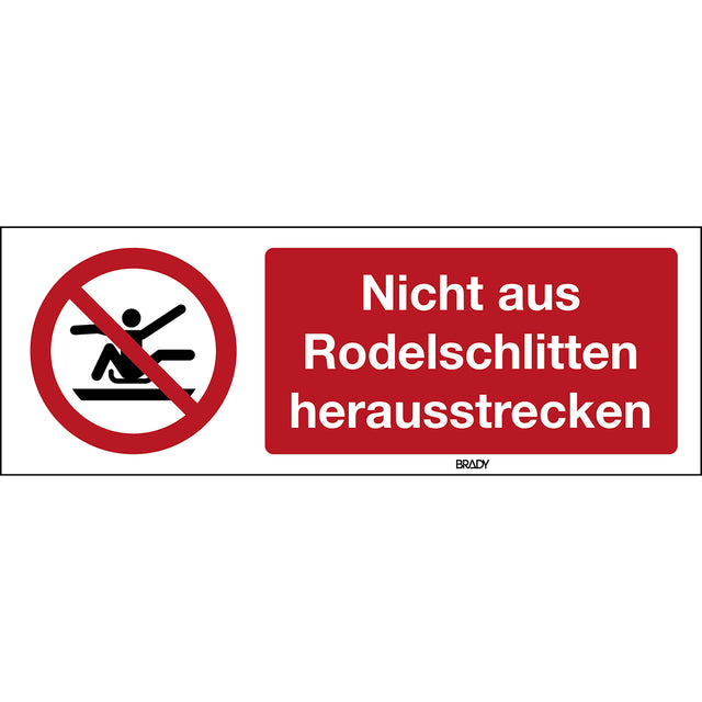 ISO Sicherheitskennzeichnung - Nicht aus Rodelschlitten herausstrecken