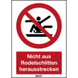 ISO Sicherheitskennzeichnung - Nicht aus Rodelschlitten herausstrecken