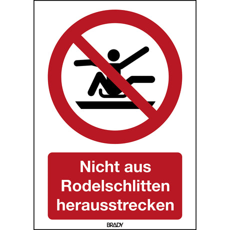 ISO Sicherheitskennzeichnung - Nicht aus Rodelschlitten herausstrecken