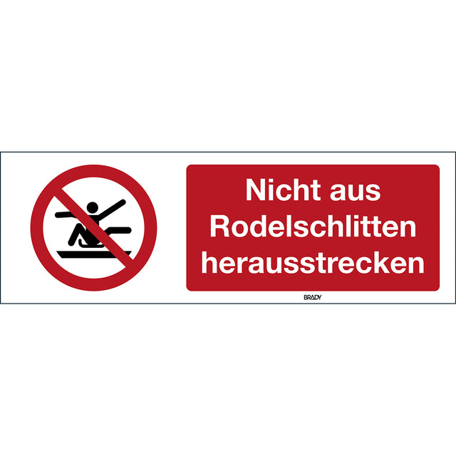 ISO Sicherheitskennzeichnung - Nicht aus Rodelschlitten herausstrecken