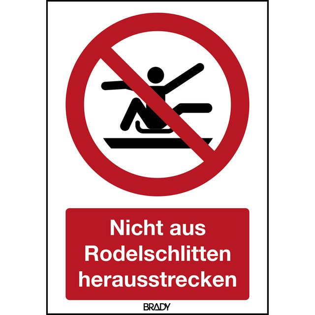 ISO Sicherheitskennzeichnung - Nicht aus Rodelschlitten herausstrecken