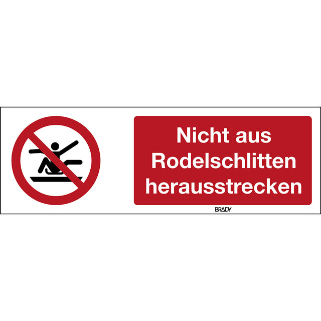 ISO Sicherheitskennzeichnung - Nicht aus Rodelschlitten herausstrecken