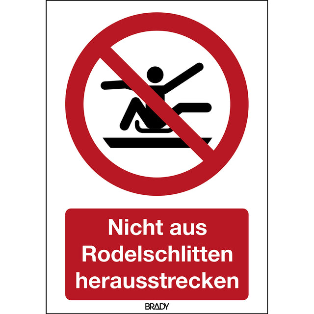 ISO Sicherheitskennzeichnung - Nicht aus Rodelschlitten herausstrecken