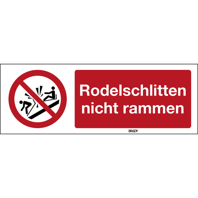 ISO Sicherheitskennzeichnung - Rodelschlitten nicht rammen