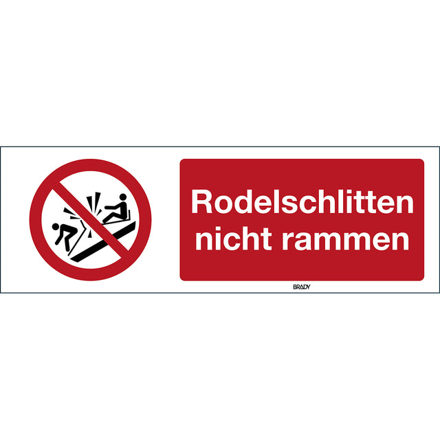 ISO Sicherheitskennzeichnung - Rodelschlitten nicht rammen