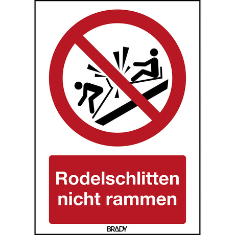 ISO Sicherheitskennzeichnung - Rodelschlitten nicht rammen