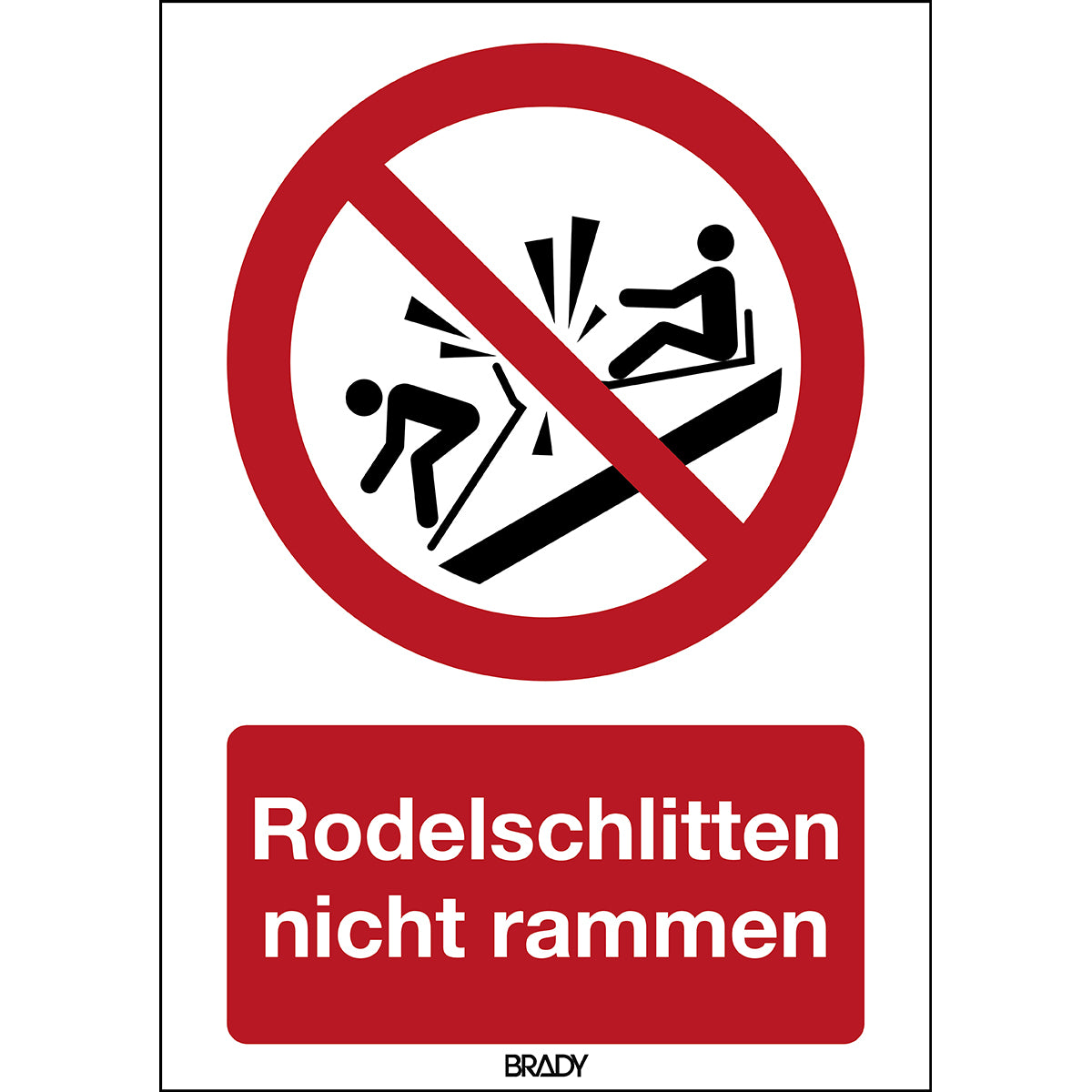 ISO Sicherheitskennzeichnung - Rodelschlitten nicht rammen