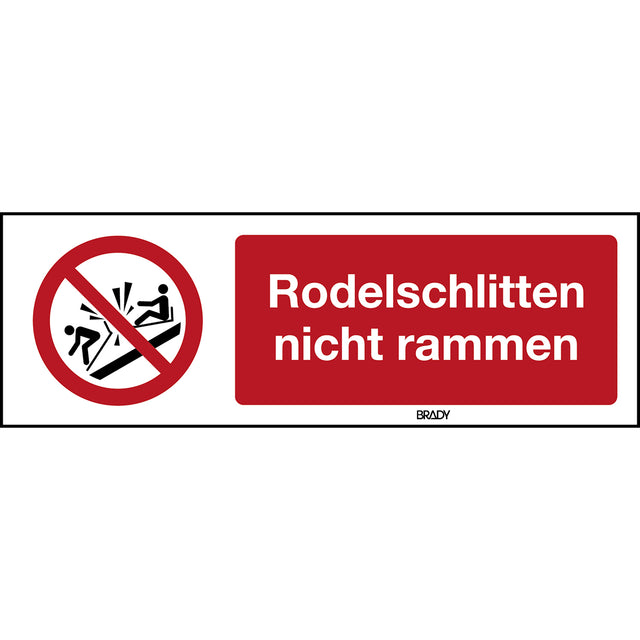 ISO Sicherheitskennzeichnung - Rodelschlitten nicht rammen