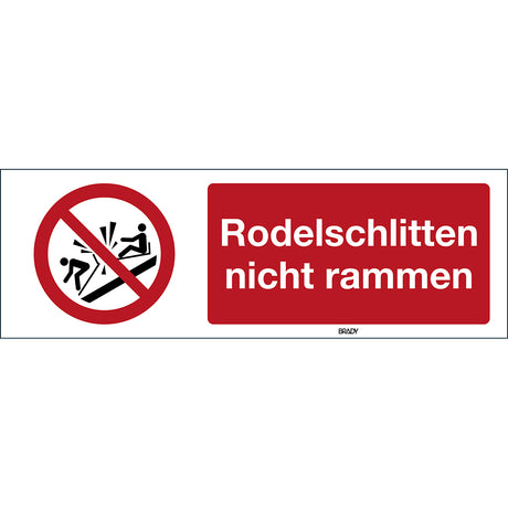 ISO Sicherheitskennzeichnung - Rodelschlitten nicht rammen