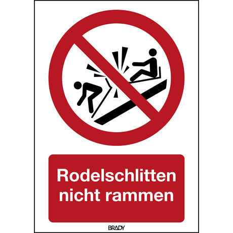 ISO Sicherheitskennzeichnung - Rodelschlitten nicht rammen