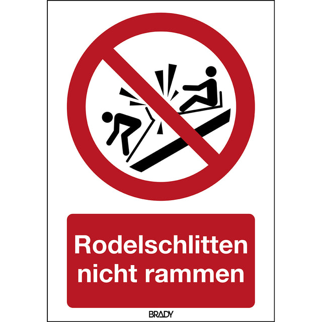ISO Sicherheitskennzeichnung - Rodelschlitten nicht rammen