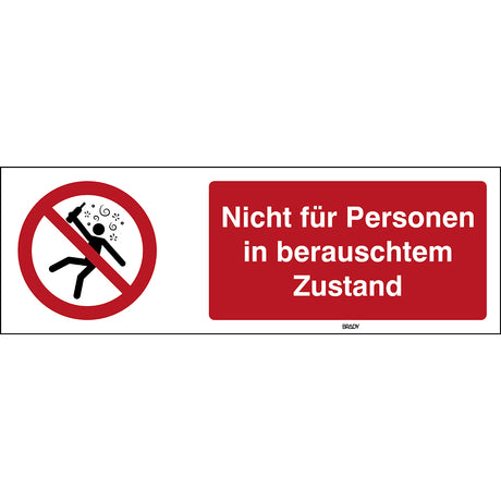 ISO Sicherheitskennzeichnung - Nicht für Personen in berauschtem Zustand