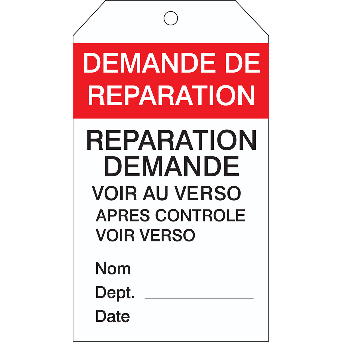 Etiquettes d'inspection d'equipement (product francophone)