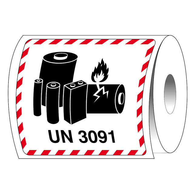 UN-3091- Verpackungsetikett für Lithium-Metall-Batterien 