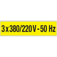 Warnschilder für die Spannungskennzeichnung - 3 x 380/220 V-50 Hz
