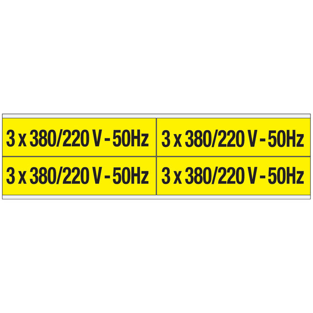 Warnschilder für die Spannungskennzeichnung - 3 x 380/220 V-50 Hz
