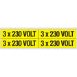 Warnschilder für die Spannungskennzeichnung - 3 x 230 VOLT